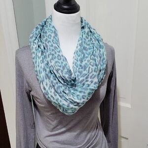 Express Leopard Print Infinity Scarf, Teal And Gray, OS, Artsy, Art Teacher